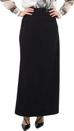 Burberry Black Skirt Panel Wool Wide Leg Trousers, Brand Size 2 (US Size 0)