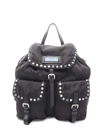 Prada 2010s Vela stud-detail backpack - Black