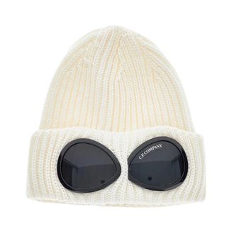 C.P. Company Beanies, male, White, Size: ONE SIZE Extrafine Merino Wool Goggle Beanie