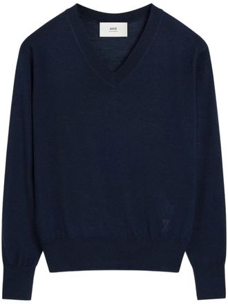 Ami Ami de Coeur-embroidered sweater - men - Wool/Silk - S - Blue