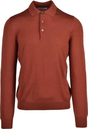 Gran Sasso Truien & Vesten, Heren, Oranje, M, Wol, Polo van Gebreide Wol