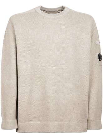 C.P. Company Chenille Cotton Crewneck Sweater with Unique Lens Detail
