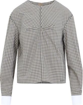 Marni LS Geruite Katoenen Blouse - Dames - Blouses - Grijs - 2XS - Katoen - Overhemden