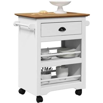 vidaXL Carrello da Cucina bodo Bianco e Marrone 67,5x45x80 cm - Vidaxl