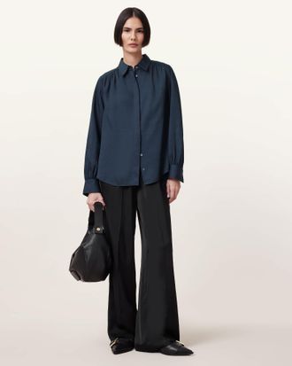 AllSaints Womens Polyester Aggie Shirt, Size: UK 16/US 12