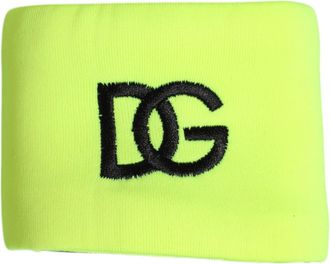 Dolce & Gabbana Yellow Green Silk Dg Logo Men Wristband Accessory