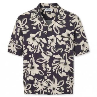Laneus Bowling Shirt - Heren - Korte mouwen Overhemden - Blauw - L - Overhemden