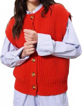 FRNCH Carmele Tank Top Sweater In Red