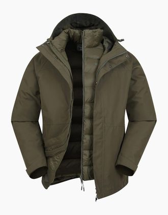 Mountain Warehouse Mens Mountain Warehouse Mens Alaskan 3 In 1 Waterproof Jacket - Green - Size: Regular/36