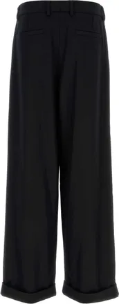 Dolce & Gabbana Mens Virgin Wool Wide-Leg Trousers Black