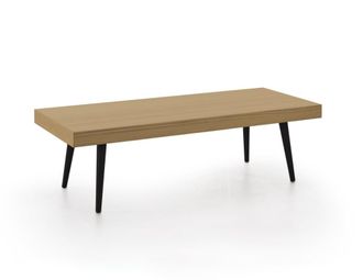 HOGAR 24 Mesa de centro de madera maciza natural, color encerado y negro