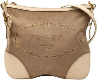 Prada Pre-owned Vintage Canvas Crossbody Tas - Dames - Vintage Schoudertas - Bruin - ONE Size - Leer - Vintage