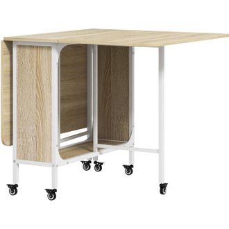HOMCOM Tavolo a Ribalta per 6 Persone con Ripiano Bianco e Color Legno - Homcom
