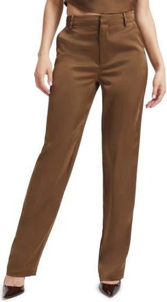 Good American Stretch Satin Trousers in Light Mocha004 at Nordstrom Rack, Size 20