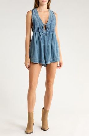 Free People Webster Denim Romper in Falling Rain Wash at Nordstrom Rack, Size X-Large