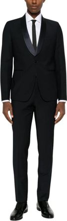 Brian Dales 004 Abito Rever Raso - Heren - Business blazers - Zwart - XL - Wol - Kostuums
