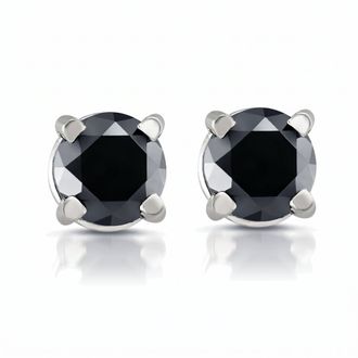 Pompeii3 White Gold 1/2ct Round Cut Black Diamond Studs 14k