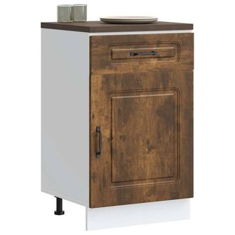 Berkfield Home Kitchen Base Cabinet Kalmar Smoked Oak Engineered Wood in Brown