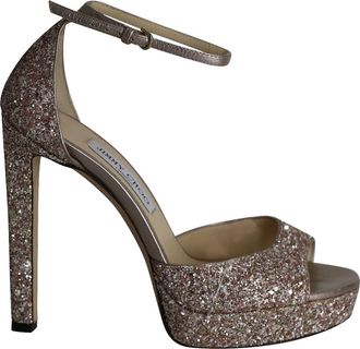 Jimmy Choo London Pre-owned Womens Platform Sandals in Pink Glitter - Size 39.5 EU/IT