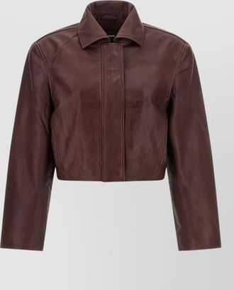 Rotate leather cropped boxy single breasted coat
