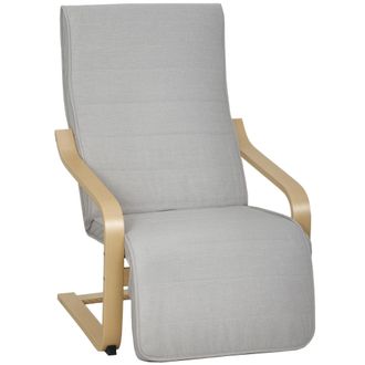 OEM Sill&oacute;n De Sal&oacute;n Con Reposapi&eacute;s Ajustable Butaca Tapizada En Lino Sint&eacute;tico Para Oficina Dormitorio 66,5x94x100cm Gris