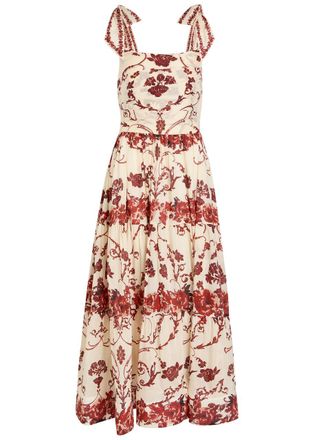 Alice & Olivia Haven Floral-print Stretch-cotton Midi Dress - Red - 6 (UK10 / S)
