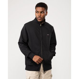 GANT Mens Regular Fit Shield Logo Full Zip Sweatshirt - Black material_cotton - Size 2XL