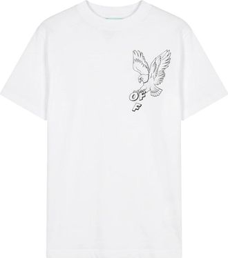 Off-white Katoenen T-shirt met print - Heren - T-shirts - Wit - S - Katoen - Tops