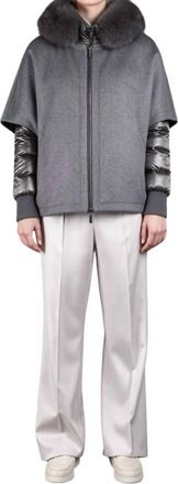 Moorer Fur-Trimmed Hood With Puffer Jacket In Dark Grey