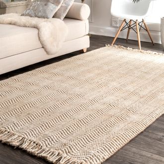 nuLOOM Hand Woven Don Jute with fringe Area Rug