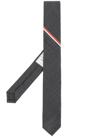 Thom Browne Classic Necktie With Seamed In Red, White And Blue Selvedge (26cm) In Super 120s Twill - Grigio