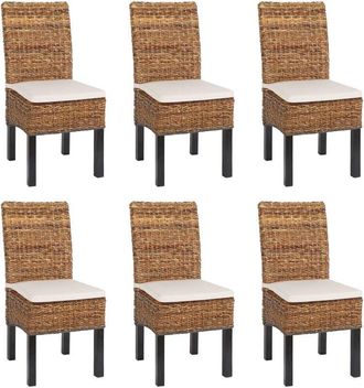 Hhg nunca usado] Lote de 6 sillas de comedor silla de mimbre M69 silla bali mimbre banana, oscuro, con cojín