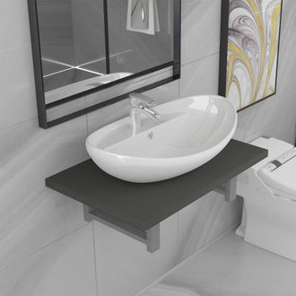 vidaXL Conjunto De Muebles De Ba&ntilde;o 2 Piezas Cer&aacute;mica Roble Vidaxl