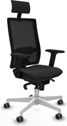 Piqueras y Crespo Piqueras Y Crespo - Horna sincro malla negra similpiel negro brazos 2D base blanca cabecero fijo ruedas 65mm engomadas