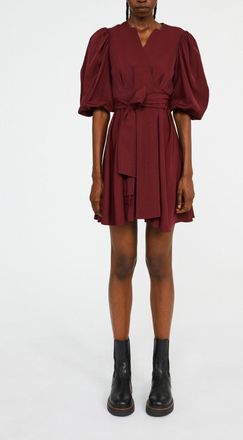 Claudie Pierlot Robe bordeaux courte cache caur