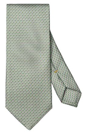 Eton Green Geometric Print Silk Twill Tie in Medium Green at Nordstrom