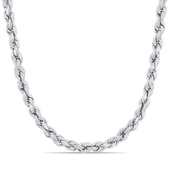 Mimi & Max 24 Inch Rope Chain Necklace in Sterling Silver with Lobster Clasp (5mm)