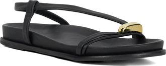 Dune London Womens Ladies Lyn - Gold Toe Trim Sandals - Black Leather - Size UK 8