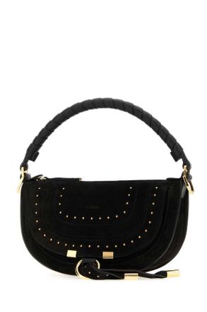 Chlo&eacute; Womens Black Suede Mini Marcie Shoulder Bag Borse A Tracolla