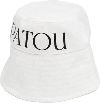 Patou Logo-Print Bucket Hat Wit - Dames - Hoeden - Wit - XS - Katoen - Accessoires
