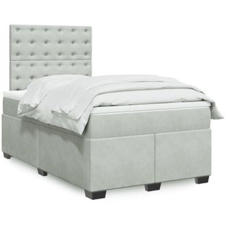 vidaXL Vidaxl - Cama Box Spring Con Colch&oacute;n Terciopelo Gris Claro 120x190 Cm