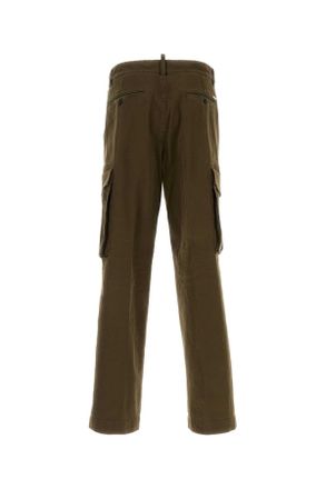 Dsquared2 Mens Olive Green Stretch Cotton Loose Cargo Pant Militarygreen Co Ea Pantaloni