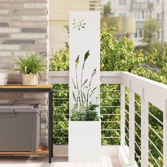 vidaXL Macetero De Jard&iacute;n Con Panel Decorativo Blanco 32 X 140 Cm Vidaxl