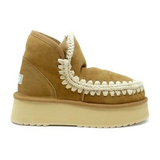 Mou Schoenen, Dames, Bruin, 40 EU, Wol, Mini Eskimo Platform Boot
