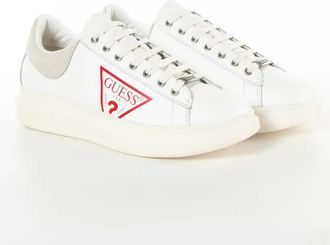 Guess Rode Logo Driehoek Mand - Heren - Sneakers - Wit - 45 EU - Leer - Schoenen