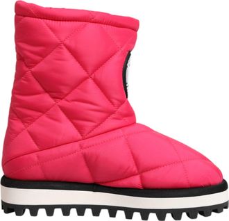 Dolce & Gabbana Pink White Viscose Padded Mid Calf Boots Womens Shoes