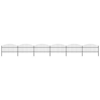 Berkfield Home Garden Fence with Spear Top Steel (1-1.25)x10.2 m Black
