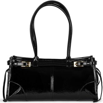 Jeffrey Campbell Pesky Leather Shoulder Bag in Black Crinkle Patent at Nordstrom