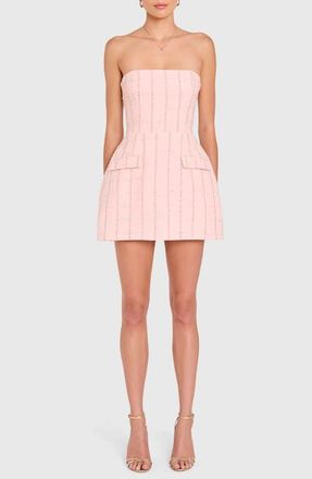 Amanda Uprichard Metallic Windowpane Plaid Cocktail Romper in Mch at Nordstrom, Size X-Small