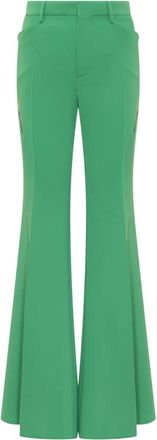 Dsquared2 Cut-Out Gedetailleerde Uitlopende Broek - Dames - Wijde Broeken - Groen - S - Leer - Broeken